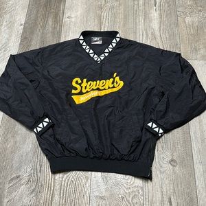 Vintage 80s 90s black sporty nylon pullover windbreaker Steven’s Jewelers 2X